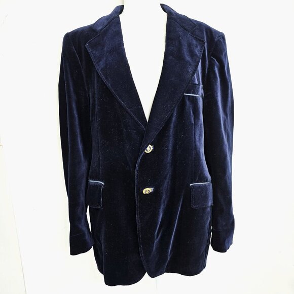 Vintage Cortefiel Velvet Dinner Jacket 44 Wide Lapel Velvet Tuxedo Jacket Blazer - Picture 1 of 11